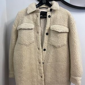 All Saints off white Teddy/Sherpa Shacket